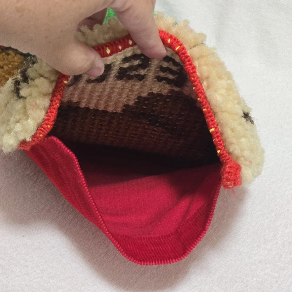 VTG Latch Hook Teddy‎ Bear Christmas Stocking Finished 20